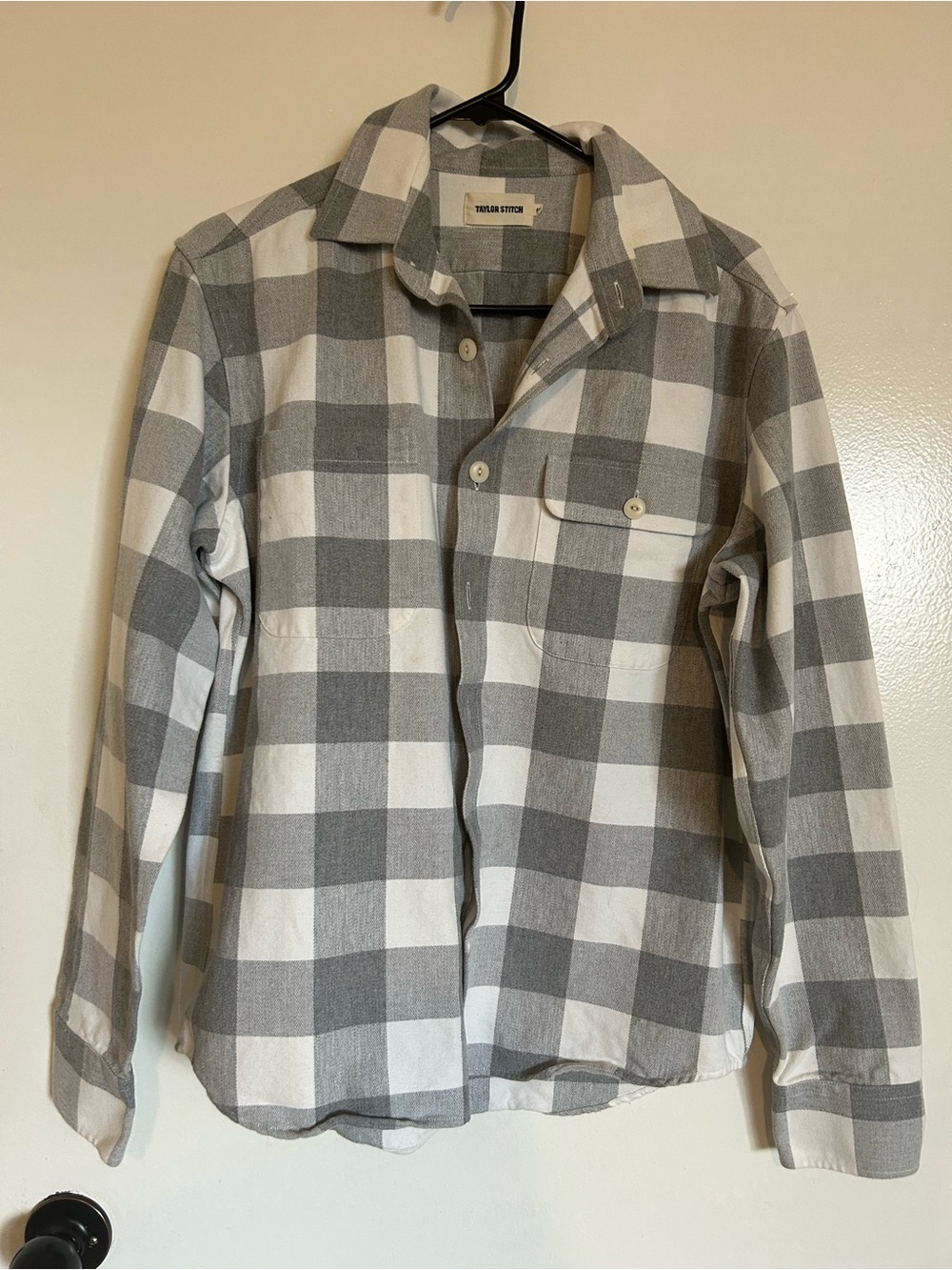 Taylor Stitch Gray and White Plaid Button-Down Shirt